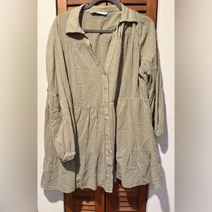 Zara Olive Button-Up Mini Dress